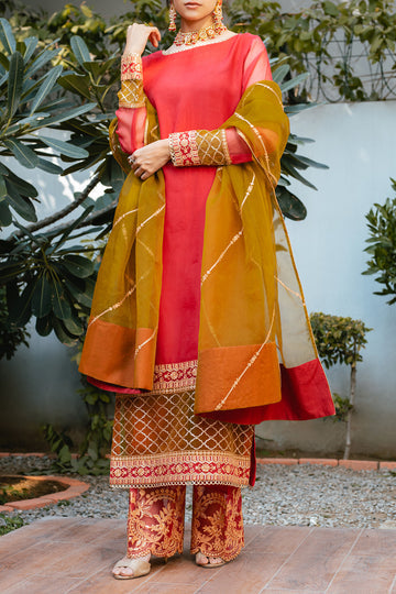 NIMAL - Organza - Embroidered - Stitched - 3PC