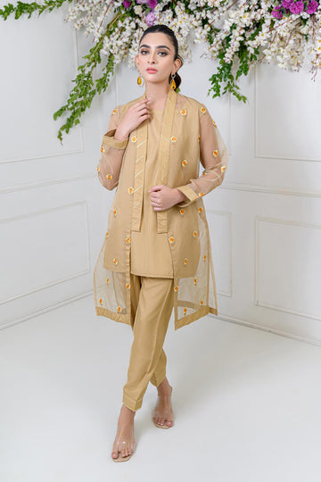 LEILA - Organza - Embroidered - Stitched - 3PC