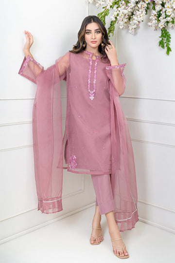 OPAL - Organza - Embroidered - Stitched - 3PC