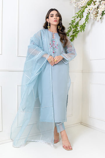 REEHA  - Organza - Embroidered - Unstitched - 3PC