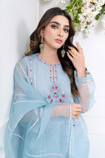 REEHA  - Organza - Embroidered - Unstitched - 3PC